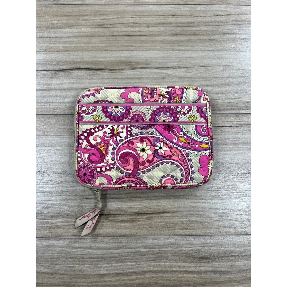 Vera Bradley Pink Purple Paisley Quilted Cotton Tablet E-Reader Tech Case Sleeve